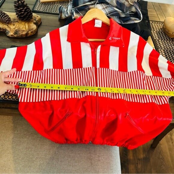 Vintage Red & White Striped Track Jacket Cospo Women’s Medium Oversized Dolman - Picture 8 of 11